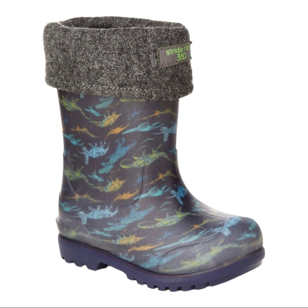 Stride Rite Boys Slip On Waterproof Gecko Rain Boot Size 12